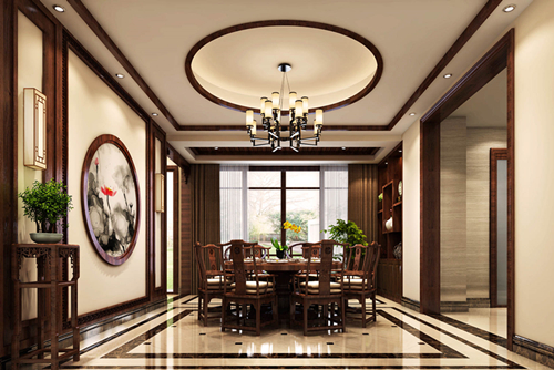 海口市安閣小區新中式風格別墅裝修案例