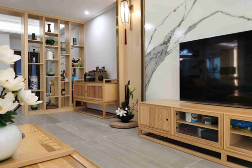 海口市都市森林新中式風(fēng)格復(fù)式裝修案例