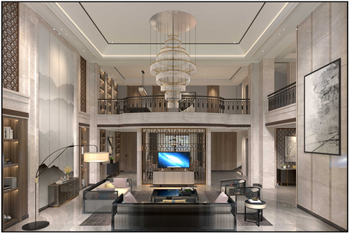 淮安市金輝天鵝灣新中式風格別墅裝修案例