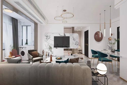 三明市安州小區現代風格三居室裝修案例