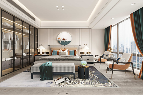 汕頭市時代金湖灣新中式風格四居室裝修案例