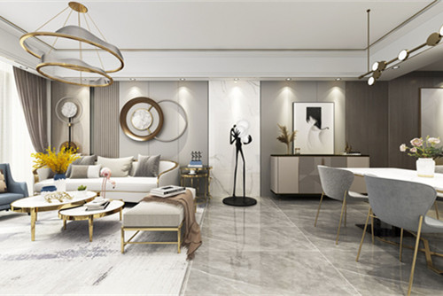 中山市二處一中商住樓輕奢風(fēng)格三居室裝修案例