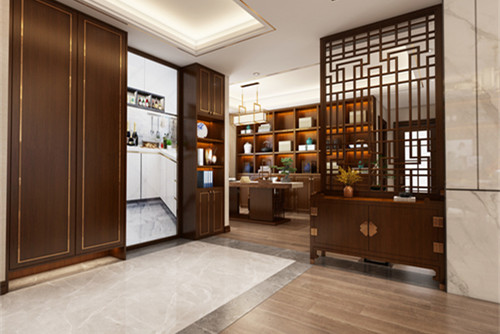 中山市保利天珺新中式風(fēng)格五居室裝修案例