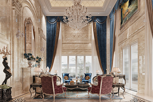 海口市融創無忌海歐式風格別墅裝修案例