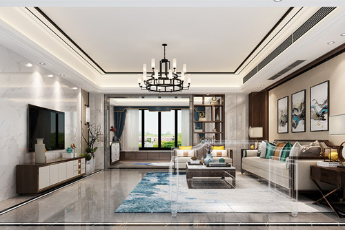 汕頭市時代金湖灣新中式風格四居室裝修案例