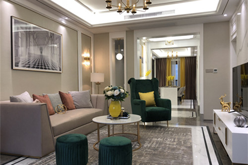 海口市南國威尼斯城別墅美式風(fēng)格三居室裝修案例