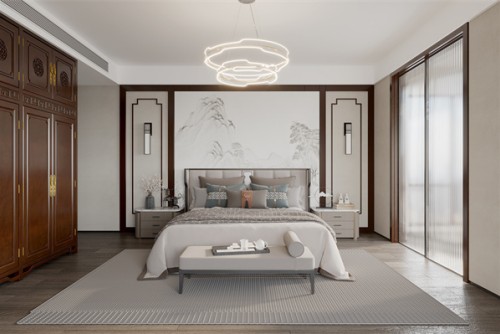 廣州市珠江帝景苑新中式風格四居室裝修案例